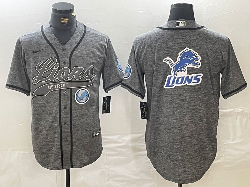 Men Detroit Lions Blank Grey Joint Name 2024 Nike Limited NFL Jersey style 4->minnesota timberwolves->NBA Jersey